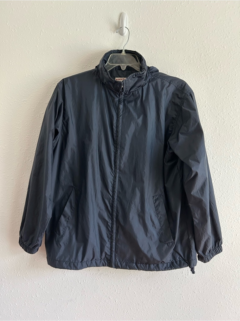Windbreaker Rain Jacket Men's M Navy Blue Packable Boca Classics Club Golf